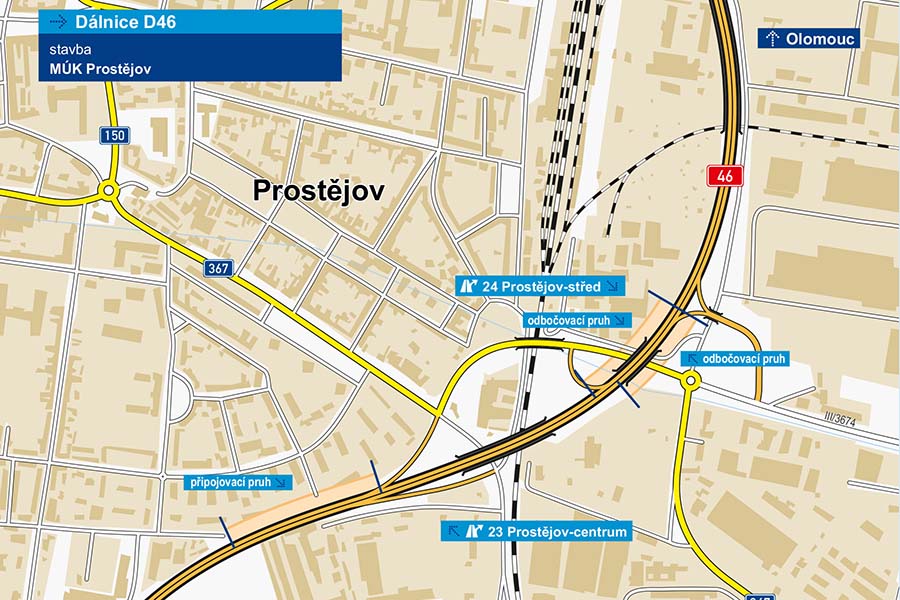 Dálnice D46 v Prostějově se rozšíří o nové pruhy